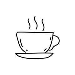 Coffee cup doodle icon. Hand drawn black sketch. Vector Illustration.
