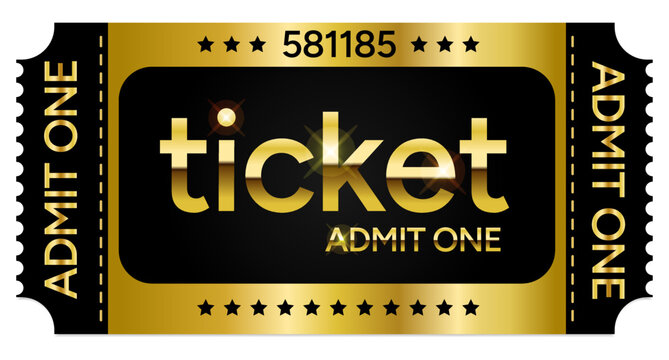 Lucky Gold and Black Vintage Admit One Ticket Sticker