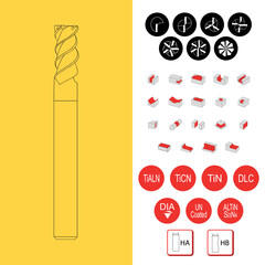Drawing of solid carbide end mill for cnc machine