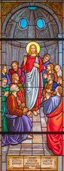 ALAGNA, ITALY - JULY 16, 2022: The  Jesus give authority to his disciples to forgive sins in the...