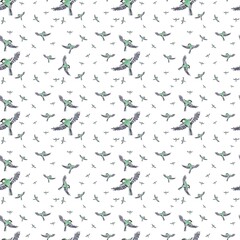 Bird green fly pattern a watercolor sketch 