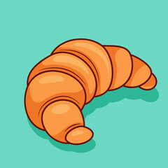 Croissant bread cartoon illustration food object icon