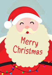 santa claus cartoon christmas character, cute santa claus in flat style, christmas card and banner vector illustration.