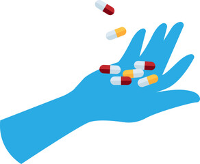 Pills on hand flat icon Medical equipment Healthcare