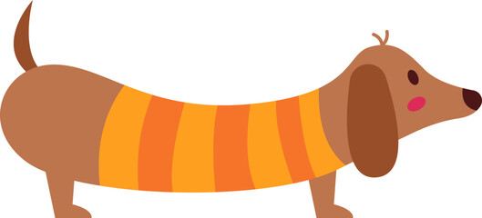 Dachshund Dog in nice suit flat icon Domestic animal