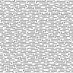 Simple vector seamless monochrome pattern of lines and angles in linear style. Vector seamless black and white pattern of thin horizontal lines and corners with rounded edges.