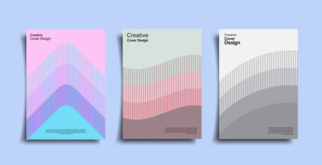 Creative cover design set minimalis. Colorful pastel gradient, abstract, trendy line graphic design modern premium vector