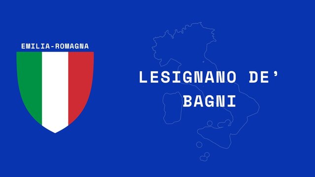 Lesignano de&rsquo; Bagni: Illustration mit dem Ortsnamen der italienischen Stadt Lesignano de&rsquo; Bagni in der Region Emilia-Romagna