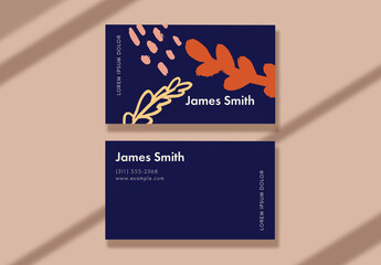 Navy Buisness Card with Colourful Illustration