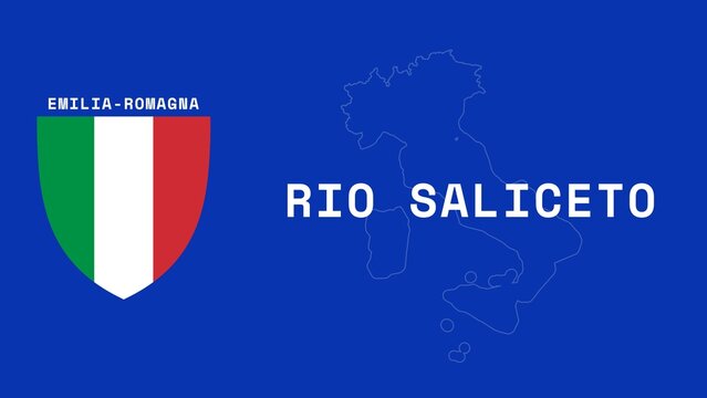 Rio Saliceto: Illustration mit dem Ortsnamen der italienischen Stadt Rio Saliceto in der Region Emilia-Romagna