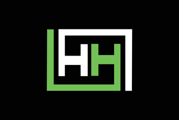 HH initial letters looping linked square or box monogram logo