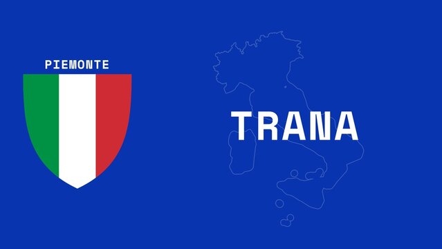 Trana: Illustration mit dem Ortsnamen der italienischen Stadt Trana in der Region Piemonte