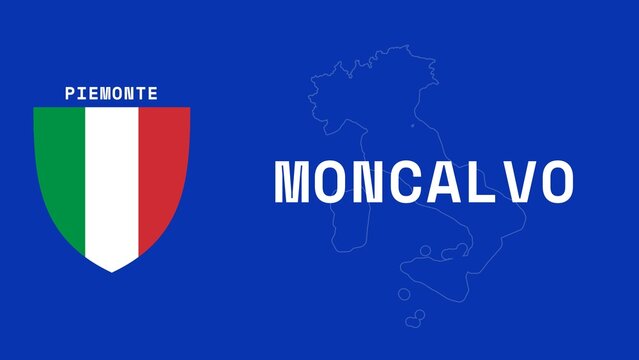Moncalvo: Illustration mit dem Ortsnamen der italienischen Stadt Moncalvo in der Region Piemonte