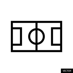 Football field, Soccer pitch vector icon in line style design for website, app, UI, isolated on white background. Editable stroke. Vector illustration.