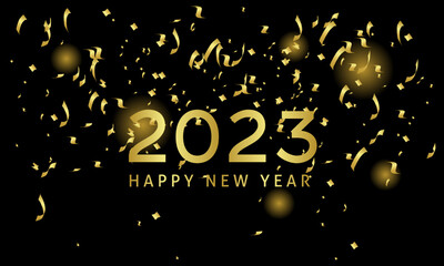 Happy new year 2023. Stylish elegant black background
