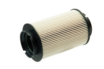 car fuel paper filter isolated on white background. car oil change concept