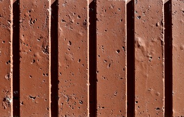 Image of a brown stone wall with vertical stripes.  An old wall with irregularities and roughness. 