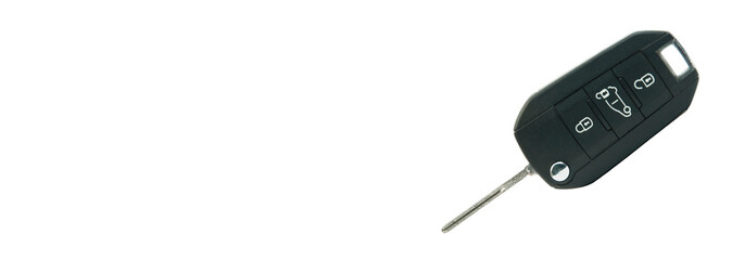 black car key on a white background close up. car buying concept