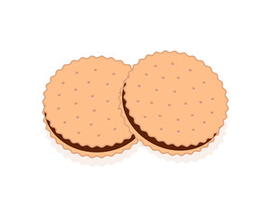 Vector illustration of cookies with chocolate cream.