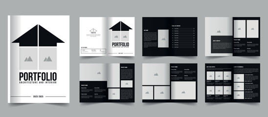 Architecture and interior portfolio template, minimal magazine layout