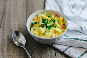Closeup shot of a homemade Potato Salad