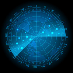 Abstract realistic radar screen background.Radar screen