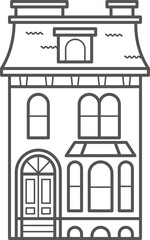European building. Outline illustration with old Dutch building
