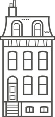Naklejka premium European building. Outline illustration with old Dutch building