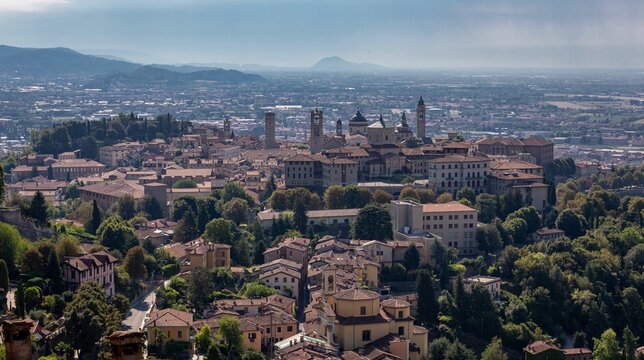 Skyline of Bergamo, Spain on a sunny day