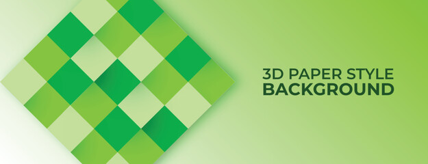 Abstract Green 3D Paper Style Background