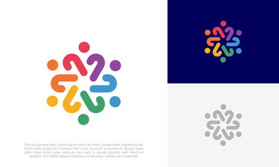 abstract people and human family logo design vector