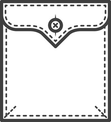 Denim pocket patch. Outline element for uniform or casual style clothes, dresses and shirts. Line illustration on white background