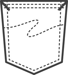 Denim pocket patch. Outline element for uniform or casual style clothes, dresses and shirts. Line illustration on white background