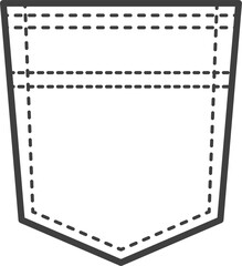 Denim pocket patch. Outline element for uniform or casual style clothes, dresses and shirts. Line illustration on white background