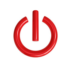 red power button icon 3d render design