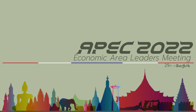 Creative illustration banners, concepts and modern ideas.Text APEC 2022 Economic Area Leaders Meeting 29th in Bangkok.