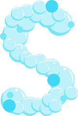 Alphabet of soap bubbles. Water suds letter S. Cartoon font