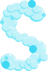 Poster Alphabet of soap bubbles. Water suds letter S. Cartoon font © Chorna_L
