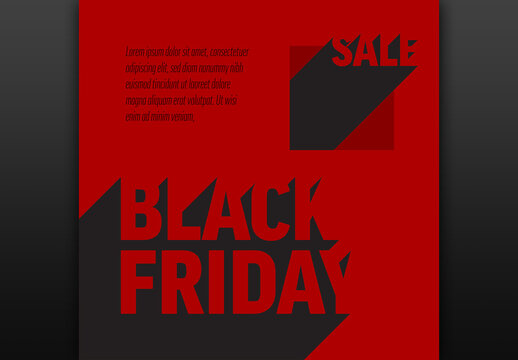 Black friday red sale flyer banner with long shadow effect