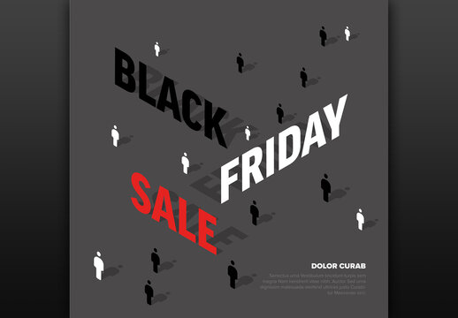 Black friday isometry sale flyer banner with people icons