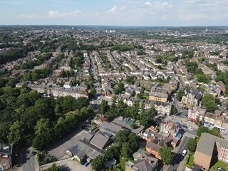 Fototapeta na wymiar Wanstead East London streets and roads drone aerial view..