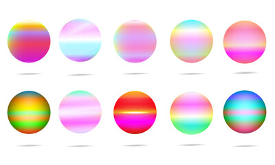 Collection of ball circle bubble sphere rainbow icon set abstract background vector illustration 20221114