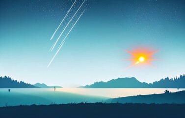Naklejka premium landscape silhouette illustration