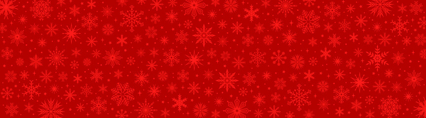 Naklejka na ściany i meble Red Christmas banner with snowflakes. Vector illustration