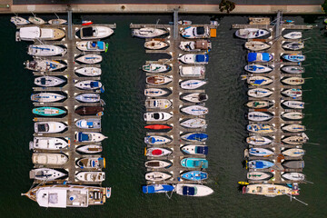 Aerial Boats in Harbor