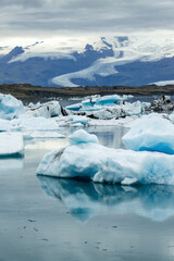 Icebergs in Jokulsarlon glacier lagoon, arctic landscape, Iceland