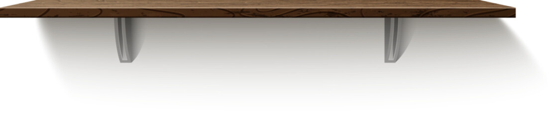 Empty shelf mockup. Realistic wooden mounted bookshelves © VectorBum