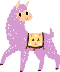 Fluffy alpaca animal. Cute cozy llama character
