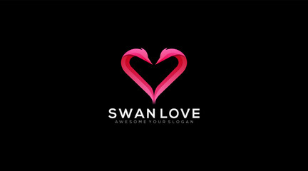 minimal swan love logo design template