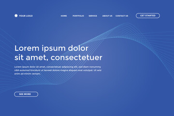 Modern blue gradient curve wavy line landing page template
